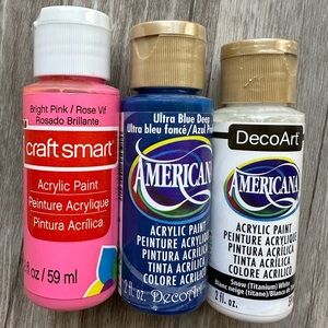 2 DecoArt Americana - Ultra Blue Deep/ Snow White + Craft Smart Bright Pink